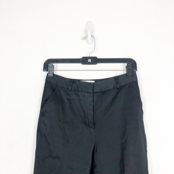 Frame Sateen Crop Flare Trouser Size 4 Noir Black Wool Blend High Rise Preppy - Picture 4 of 14